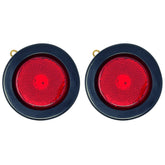 2.5" Red/Amber 4 Led Round Side Marker Clearance Lights Grommet Flush Mount, Sealed Truck Trailer with Reflex Lens, IP67 Waterproof- Super Bright DOT SAE P2 FMVSS 180